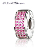 925 Silver Clip Spacer CZ Enamel Charm Beads Red/White