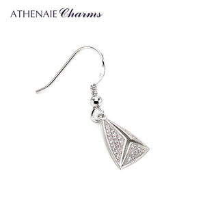 925 Silver CZ Triangle Drop Earrings Geometric Ear Jewelry for Women