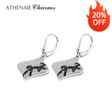 925 Silver Clear & CZ Square Drop Earrings Bohemian Party Gift S925 Jewelry