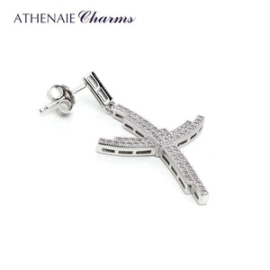 925 Silver CZ Cross Drop Earrings for Women Party Gift Brincos