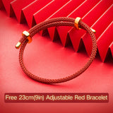 Adjustable Braided Rope Bracelet Red 9in