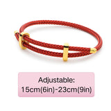 Adjustable Braided Rope Bracelet Red 9in