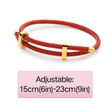 Adjustable Braided Rope Bracelet Red 9in