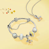 925 Silver Bee Pendant Necklace with Crystals for Women