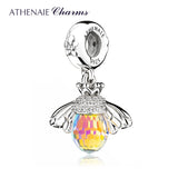 925 Silver Bee Pendant Necklace with Crystals for Women