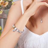 925 Silver Bee Pendant Necklace with Crystals for Women