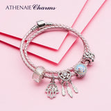 Cross Charm 925 Silver Beads Fit Bracelet Bangle Women Jewelry