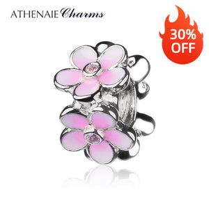 Dazzling Daisy Pink CZ Spacer Charms 925 Silver Beads