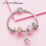 Sterling Silver Pink Enamel Cupcake Charm Bead for Bracelet Necklace