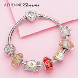 925 Silver CZ Crown Charms Beads Women Bracelets DIY Jewelry