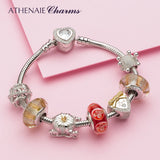 925 Silver CZ Crown Charms Beads Women Bracelets DIY Jewelry
