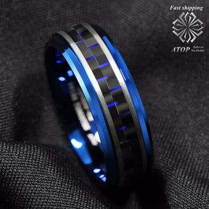 8mm Men's Tungsten Ring & Carbon Fiber Wedding Band