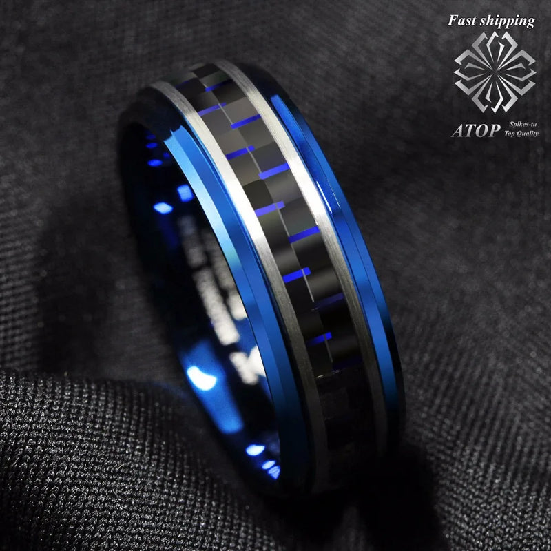 8mm Men's Tungsten Ring & Carbon Fiber Wedding Band