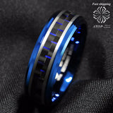 8mm Men's Tungsten Ring & Carbon Fiber Wedding Band