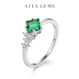 925 Silver Emerald Engagement Ring 18K Plated Wedding Bands Fine Jewelry