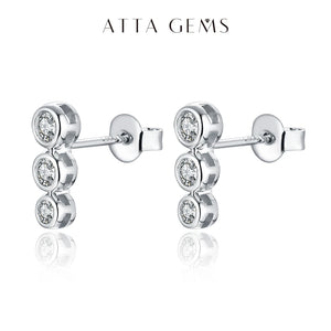 Moissanite Earrings S925 Sterling Silver Women's Fine Jewelry
