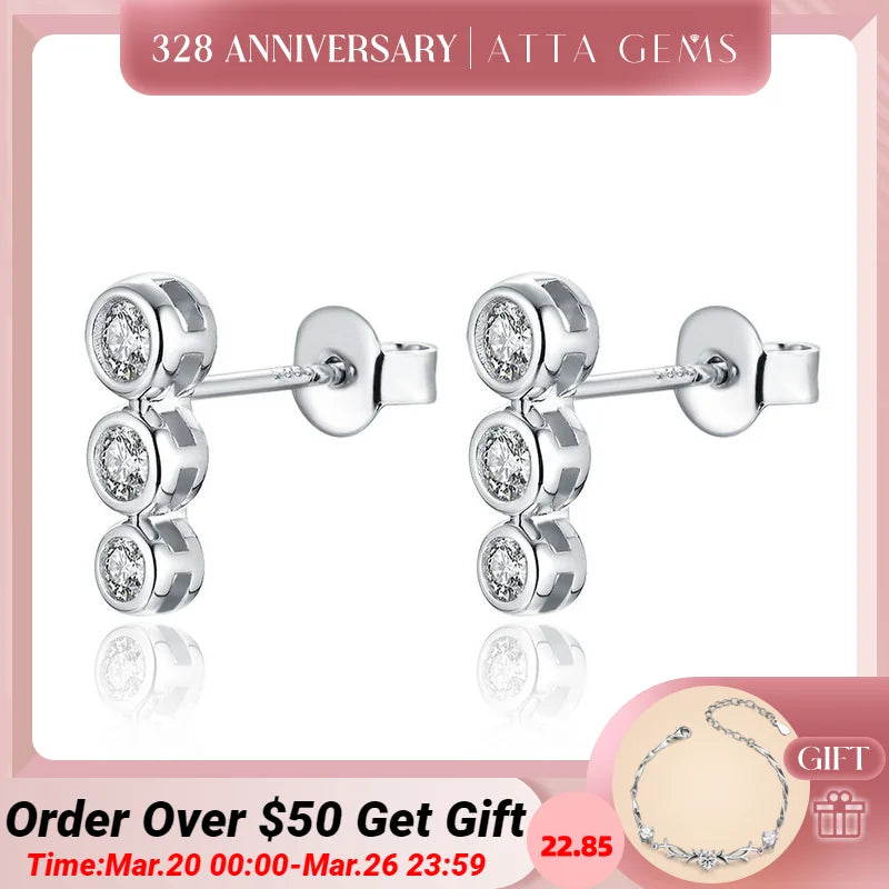 Moissanite Earrings S925 Sterling Silver Women's Fine Jewelry
