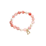 Pink Crystal Buddha Girl Bracelets Natural Pearl Musical Note Bracelets