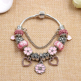 Pink Heart&Flower Bracelet&Bangles For Women Charm Bracelet