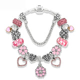 Pink Heart&Flower Bracelet&Bangles For Women Charm Bracelet