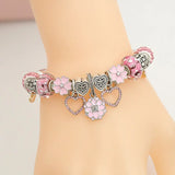 Pink Heart&Flower Bracelet&Bangles For Women Charm Bracelet