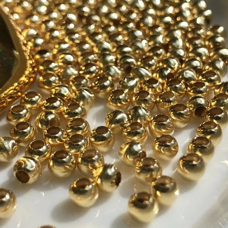18K 750 Loose Bead Ball Mountings Jewelry Settings Parts Necklace Bracelet