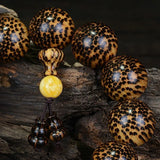 Snake Scale Wood Buddha Prayer Beads Bracelet Charm Jewelry