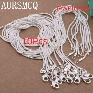10pcs 925 Sterling Silver 1MM Snake Chain Necklace 40-75cm