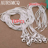 10pcs 925 Sterling Silver 1MM Snake Chain Necklace 40-75cm