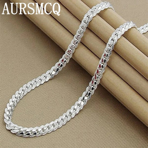 925 Silver 6mm Chain Necklace for Wedding Engagement - 8/18/20/22/24 Inch