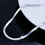 925 Silver 18K 4MM Flat Chain Necklace for Women