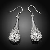 925 Sterling Silver Earrings Hollow Water Drop Shape Christmas