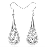 925 Sterling Silver Earrings Hollow Water Drop Shape Christmas