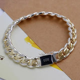 Luxury Women's Sterling Silver Bracelet - 10MM Square Gem