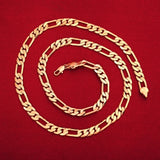 925 Sterling Silver 18K 8MM Chain Bracelet Necklace Set