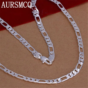 6MM flat chain 925 Sterling silver Necklace Jewelry men women solid wedding