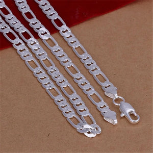 6MM flat chain 925 Sterling silver Necklace Jewelry men women solid wedding