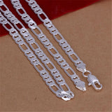 6MM flat chain 925 Sterling silver Necklace Jewelry men women solid wedding
