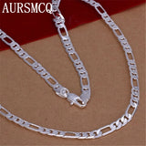 6MM flat chain 925 Sterling silver Necklace Jewelry men women solid wedding
