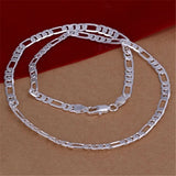 6MM flat chain 925 Sterling silver Necklace Jewelry men women solid wedding