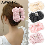 Silk Chiffon Flower Hair Claw Ponytail Holder Barrettes Hair Claws For Women