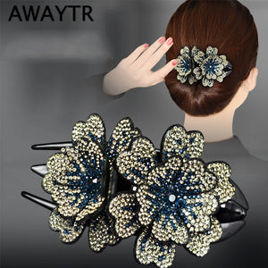 Women's Rhinestone Flower Hair Claw Clip