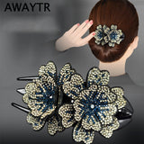 Women's Rhinestone Flower Hair Claw Clip