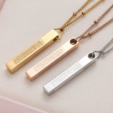 AYATUL KURSI 3D BAR NECKLACE Muslim Stainless Steel Jewelry