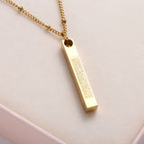 AYATUL KURSI 3D BAR NECKLACE Muslim Stainless Steel Jewelry