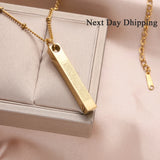AYATUL KURSI 3D BAR NECKLACE Muslim Stainless Steel Jewelry