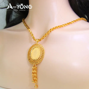 AYONG Dubai Necklace 21k Plated Vintage Pendant Chain Bridal Wedding Choker