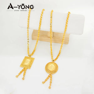 AYONG Dubai Necklace 21k Plated Vintage Pendant Chain Bridal Wedding Choker