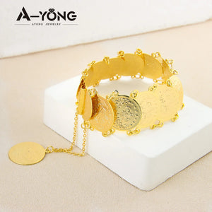 AYONG Totem Coin Bracelet 18k Plated Cuff Bangles