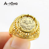 AYONG Totem Coin Rings 18k Plated Zircon Middle East Jewelry